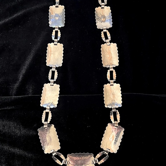 Vintage Navajo Silver Brick Link Hand Stamped Concho belt or necklace. - Picture 2 of 9